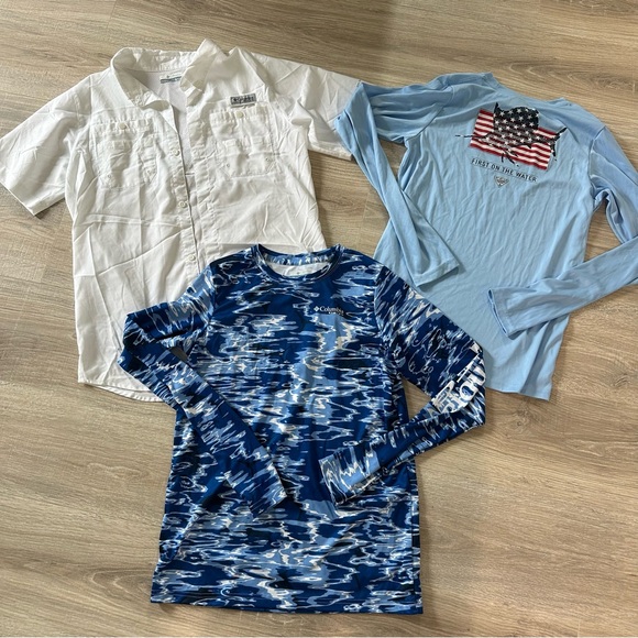 Columbia PFG 2 long sleeve shirts and white short sleeve button down - Picture 1 of 7